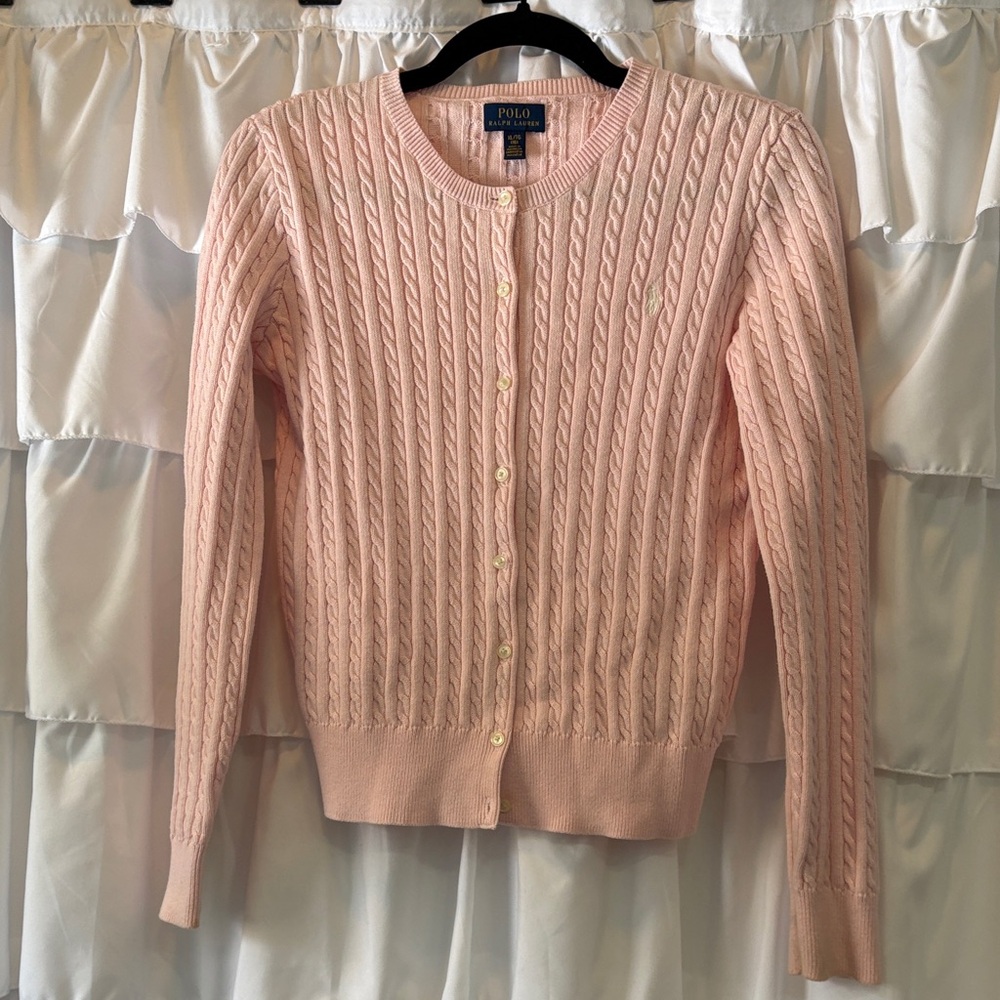 Polo by Ralph Lauren Light Pink Cable Knit Cardigan